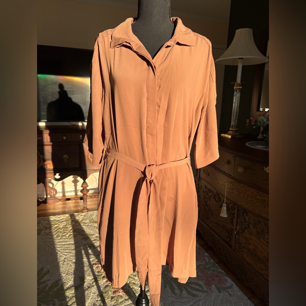 Vintage Chico's Button-Front Dress/Shirt in Camel Brown